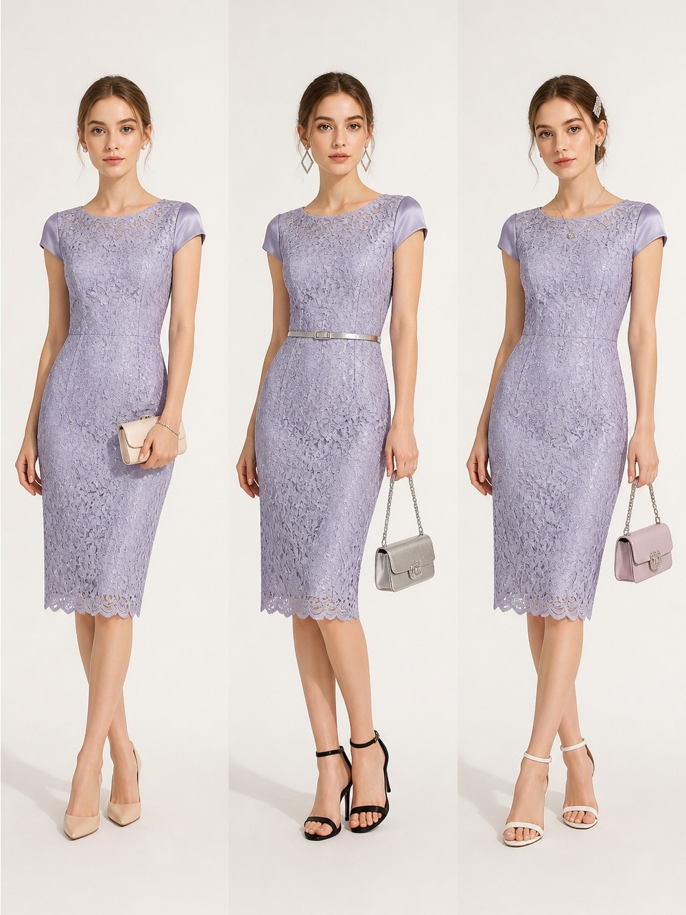 Connected Apparel Lavender Lace Sheath Dress – Size 14